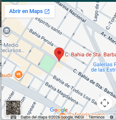 Mapa de ubicación del Centro de Atención, Bahía de Santa Bárbara 145, Col. Verónica Anzures, Ciudad de México